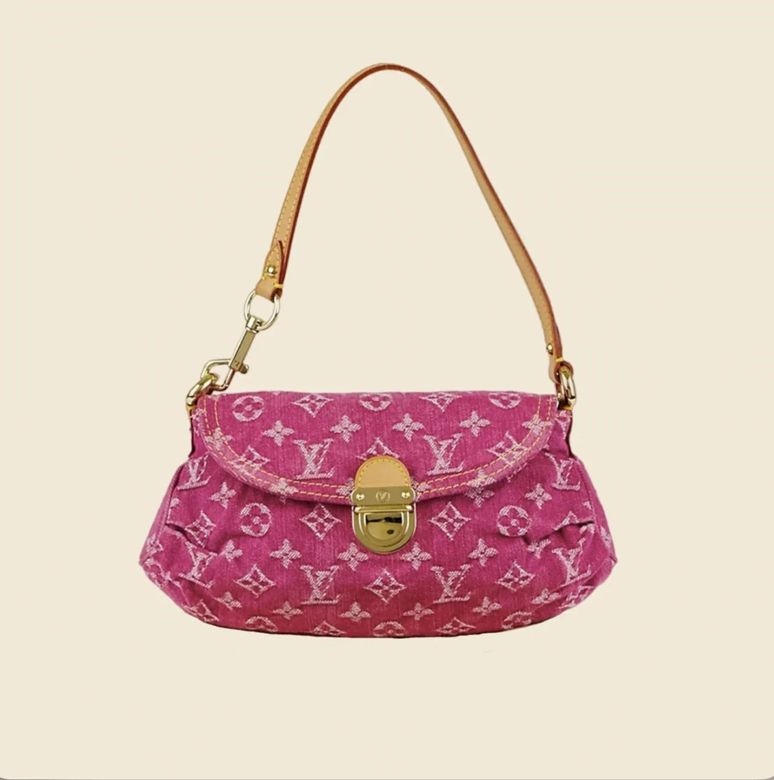 “LV“ DARK PINK DENIM BAG