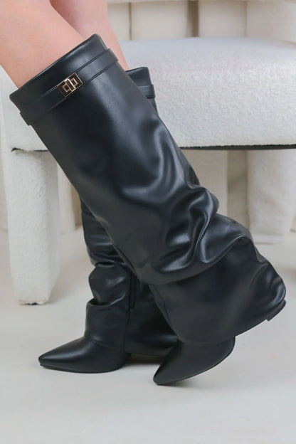 SHARK BOOTS STACKED - SCHWARZ GLATTLEDER