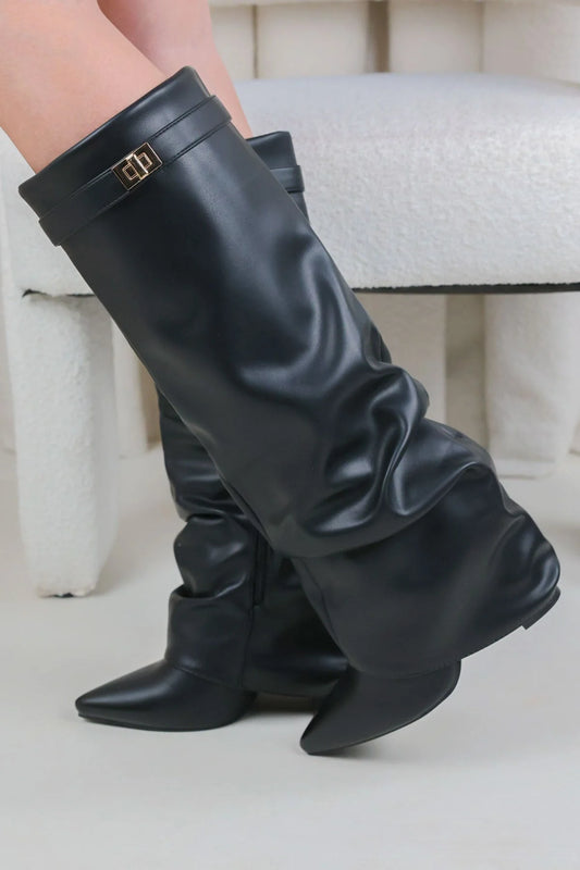 SHARK BOOTS STACKED - SCHWARZ GLATTLEDER